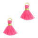 Mini Kwastje 1.2cm - Gold-fuchsia neon pink